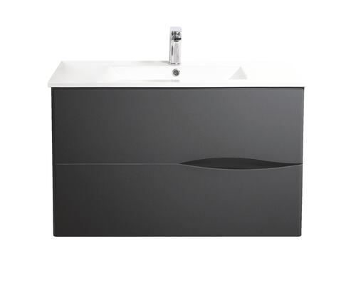 Meuble lavabo 2DOO noir largeur 70cm à suspendre - Prix net livré chez vous -