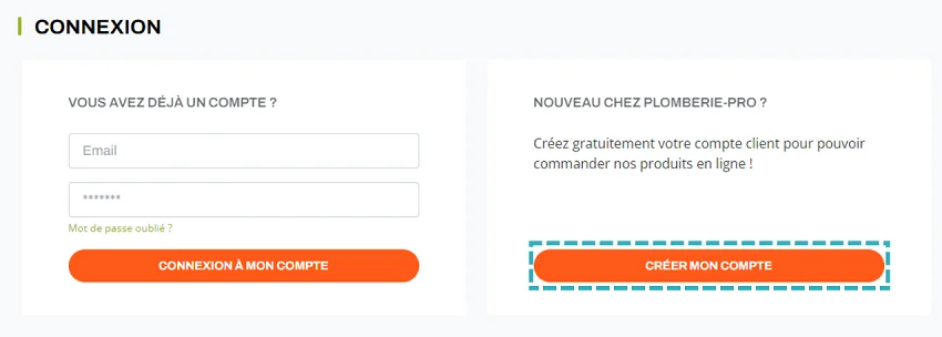 plomberie pro création de compte