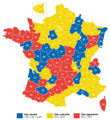 carte de france des types d'eau